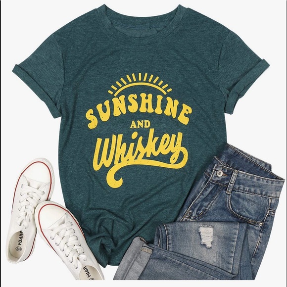 No brand Tops - ☀️ SUNSHINE & WHISKEY Green T Shirt & Yellow